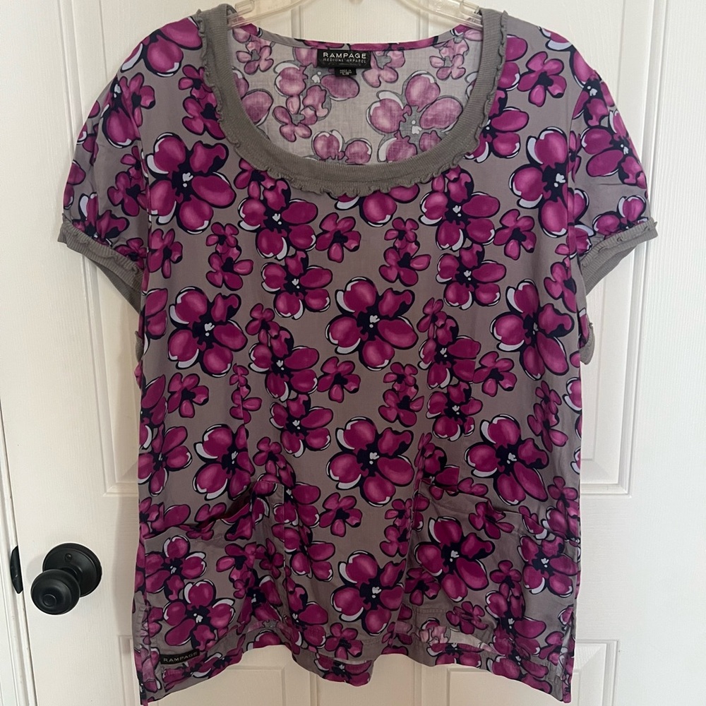 Rampage Medical Apparel Floral Scrub Top.